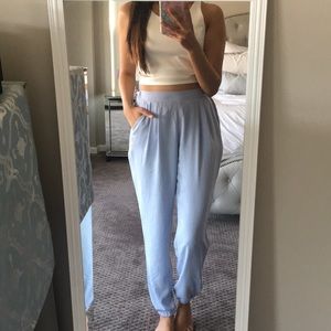 Light blue satin pants